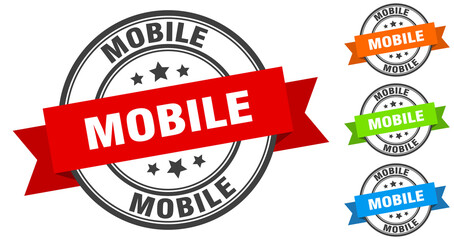 Obraz premium mobile stamp. round band sign set. label