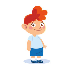 cute boy standing, wearing sports outfit cartoon