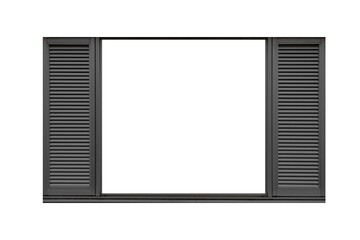 Vintage black metal window frame isolaed on a white background