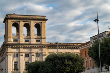 Fototapeta na wymiar ex prefectures of terni with bank of italy in square of Tacito