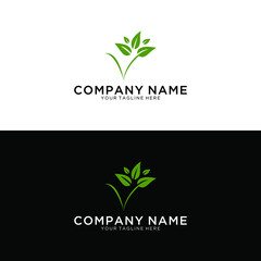 letter V nature logo design template - vector