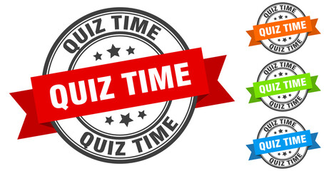 quiz time stamp. round band sign set. label