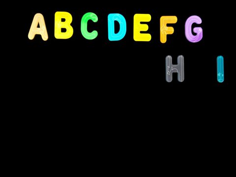 stop motion. the alphabet of bright letters comes