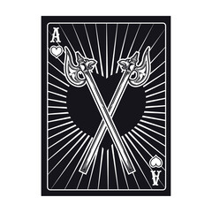 Playing poker card with two big axes. Ace of all suits. Flat vector illustration for gambling, poker club, online game concept