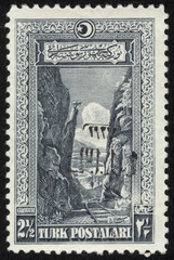 Republic of Turkey. Republic of Turkey postage stamp. Republic of Turkey historical stamp. A postage stamp printed in Republic of Turkey.