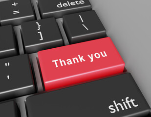 Thanks concept. Words Thank you on button of computer keyboard