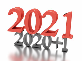 New year concept.  2020 plus 1 and 2021