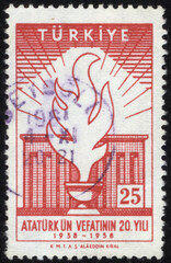 Republic of Turkey. Republic of Turkey postage stamp. Republic of Turkey historical stamp. A postage stamp printed in Republic of Turkey.