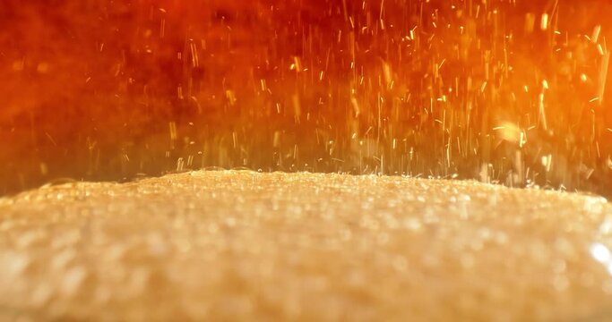 Cola with splashing bubbles slow motion.