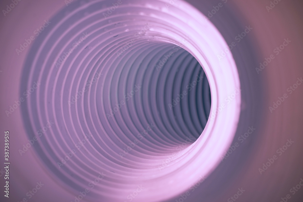 Poster Beautiful round abstract white tunnel with color light on a background pattern textured ford design.