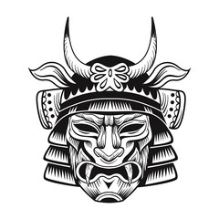 Japanese ninja black mask flat image. Japan traditional vintage fighter isolated vector illustration. Military art and design elements concept