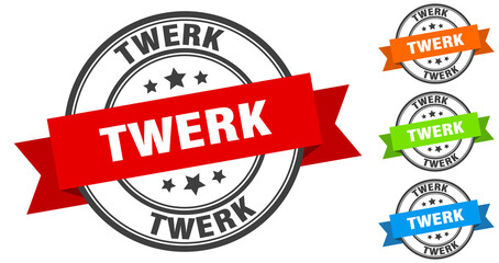 twerk stamp. round band sign set. label