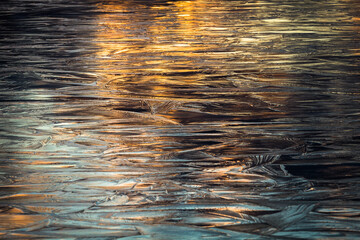 Colorized factured ice in sunset colors