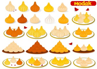 Modak Indian Sweets or Mithai Food Vector