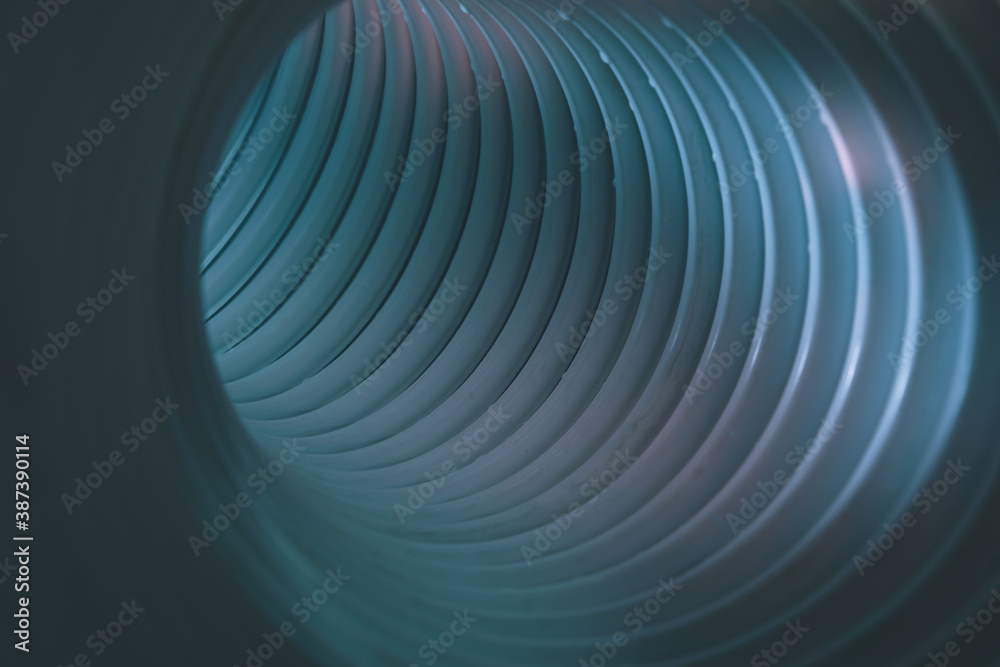 Poster Beautiful round abstract blue tunnel with color light on a background pattern textured ford design.