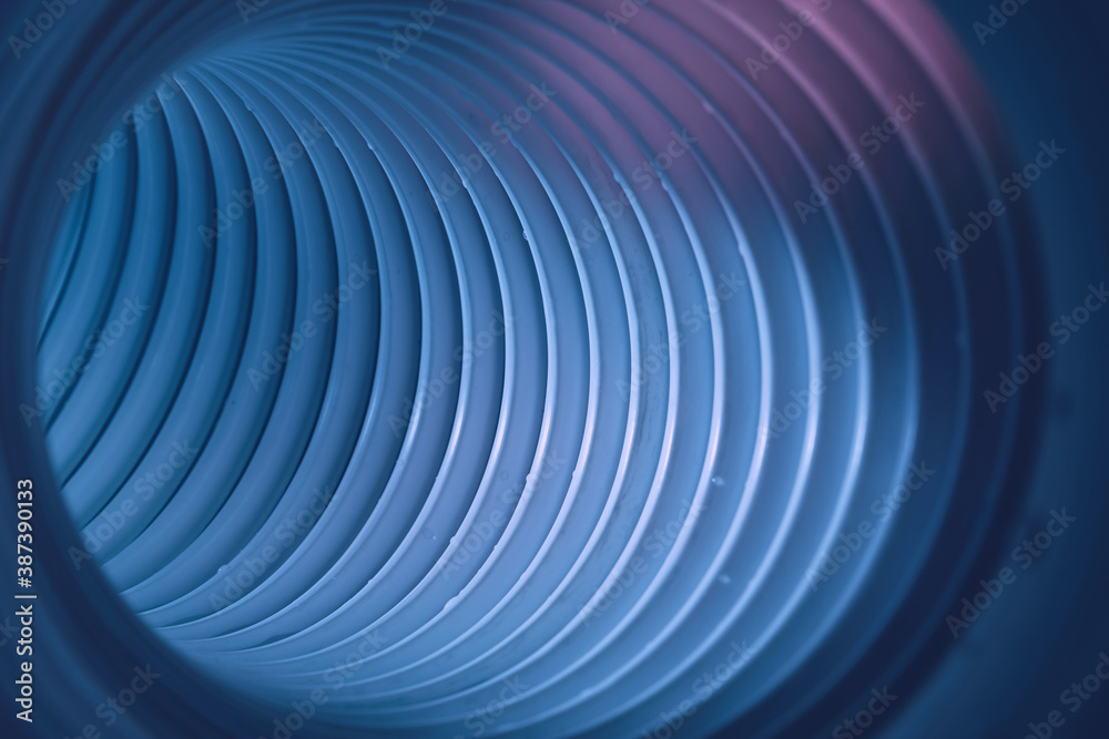 Poster Beautiful round abstract blue tunnel with color light on a background pattern textured ford design.