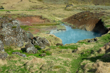 Islande, Reykjadalur source d'eau chaude, riviere thermale, Grensdalur
