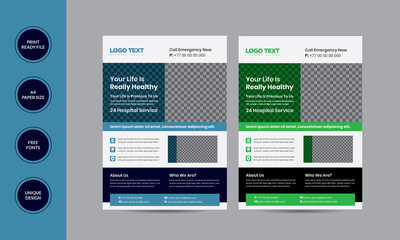Medical Flyer  Design Template Healthcare and Medical concept. vector illustration.
template details:
Easy Customization and Editable
2 Color Versions
Full  Vector Eps. File
Size: A4 (210X297)