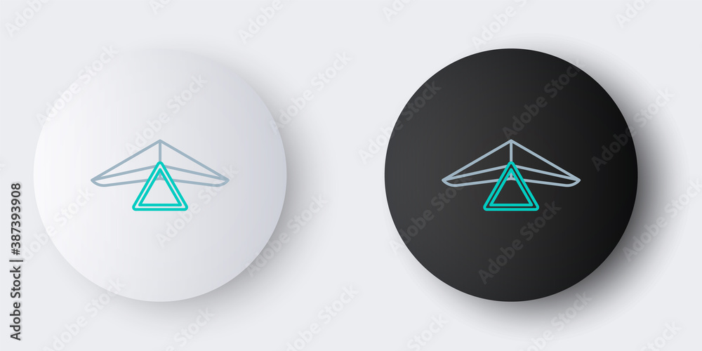 Sticker Line Hang glider icon isolated on grey background. Extreme sport. Colorful outline concept. Vector.