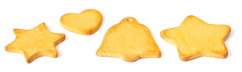 Homemade Christmas cookies isolated on the white background