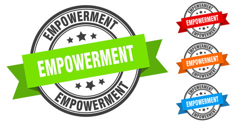 empowerment stamp. round band sign set. label