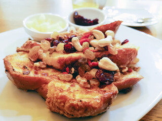 Homemade french toast with Butter (Pain perdu) and Ice cream