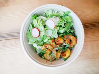 fries cuisine shrimp and lemon