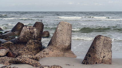 Breakwaters on the beach