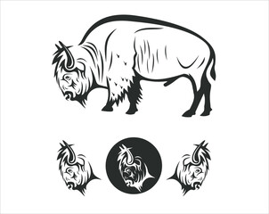 A collections of bison illustration.