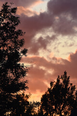 Sonnenuntergang und Abendhimmel im Herbst