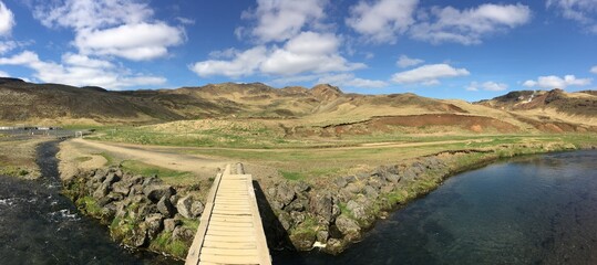 Islande, Reykjadalur source d'eau chaude, riviere thermale, Grensdalur