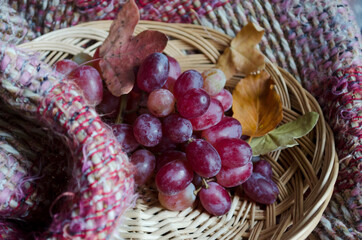 Basket with grapes