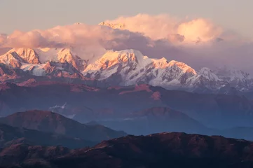 Photo sur Plexiglas Kangchenjunga Sunset at Kanchenjunga mountain. View from Sandakphu trek, Singalia National Park, India
