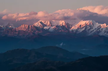 Fototapete Kangchendzönga Kanchenjunga Mountain Sunset View von Sandakphu Trek, Singalia National Park, Indien