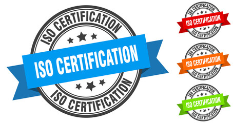 Obraz premium iso certification stamp. round band sign set. label