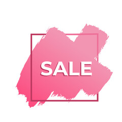 Spot design for a shop sale banners. Brush stain in frame