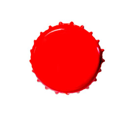 Close up of red soda cap, on white background.