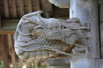 奥の細道　象潟蚶満寺の山門彫刻