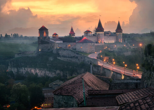 View of the medieval castle in Kamyanets Podolsky, Ukraine
