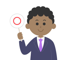 クイズに回答する黒人男性のイラスト