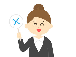 クイズに回答する女性のイラスト