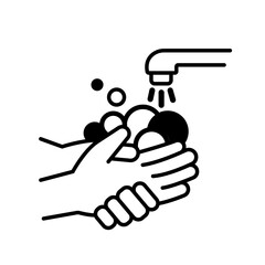 Please Wash Your Hands Black Icon,Vector Illustration, Isolated On White Background Label. EPS10
