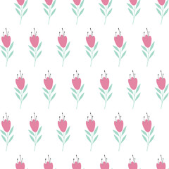 Seamless pattern with decorative tulip. Design for fabric, textile, wrapping, digital paper.