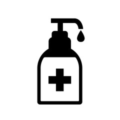 Sanitizer Black Icon,Vector Illustration, Isolated On White Background Label. EPS10