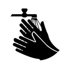 Wash Your Hand Please Black Icon,Vector Illustration, Isolated On White Background Label. EPS10