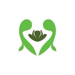 Love leaf natural logo design vector