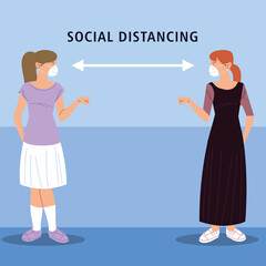 social distancing, women salute with distance, during coronavirus covid 19