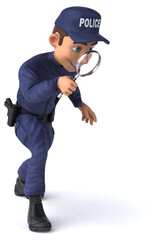 Fun 3D illustration of a cartoon Police Officer