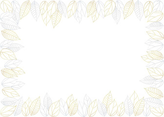 Christmas frame illustration of gold and silver leaves.