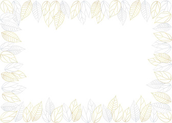 Obraz premium Christmas frame illustration of gold and silver leaves.